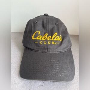 Cabela’s GRAY Embroidered Yellow Logo Fishing Hunting Hat Cap Adjustable NEW